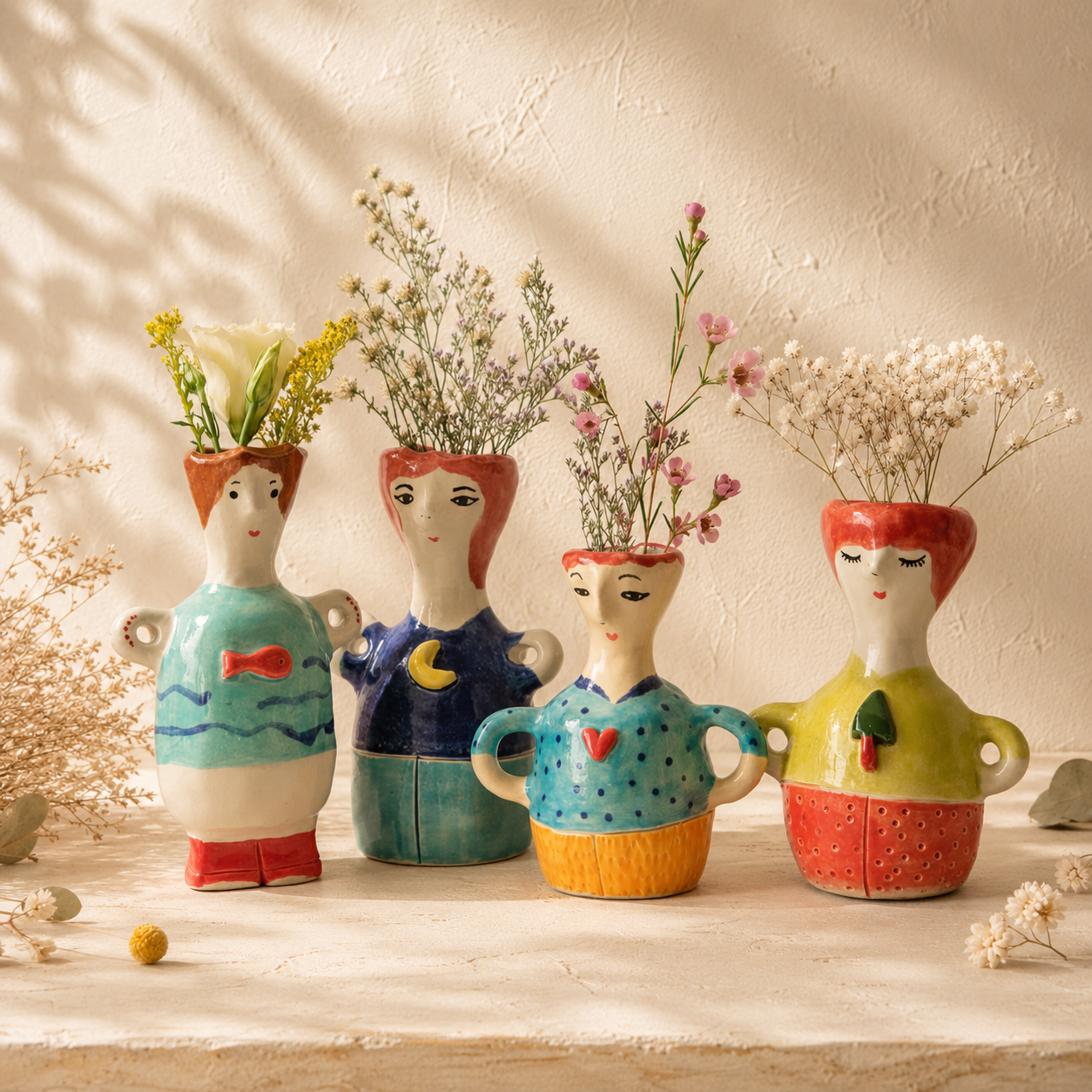 Gardien de Petit Fleur ceramic vases